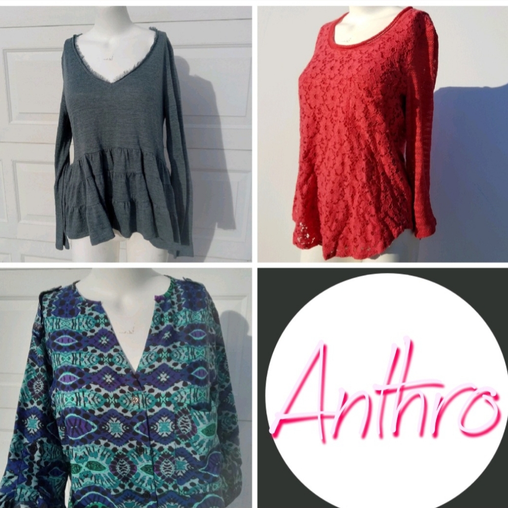 Anthropologie Women's Red Lace Top
